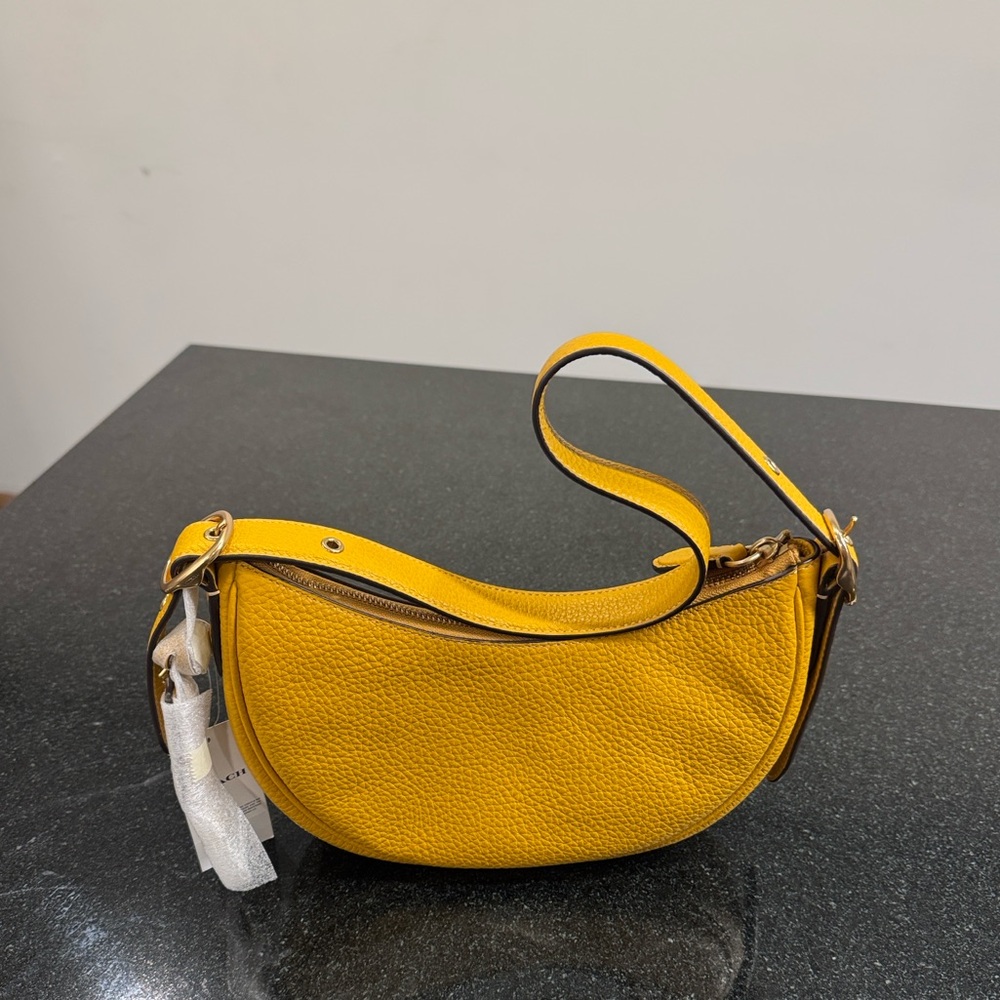 Coach Luna Yellow Leather Shoulder Bag w/ Gold Hardware
